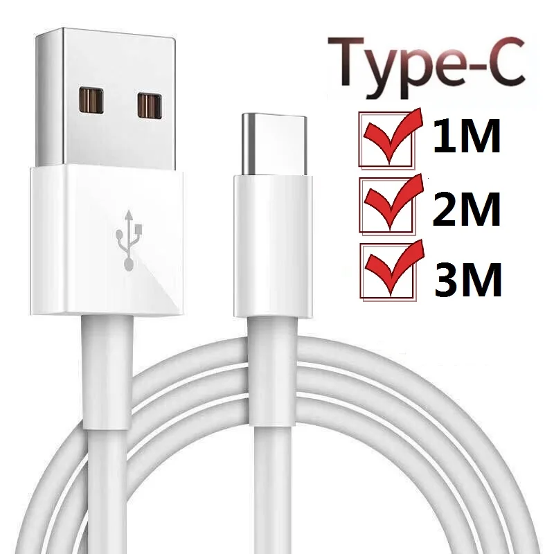 

10pcs 1M 2M 3M Type C Cable USB Charger Cable For Huawei P40 P30 Samsung S20 S10 S9 Xiaomi Note 8 8T Pro Type C Charging Cable