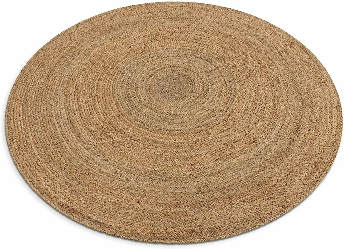 Round Rug Jute Natural Reversible  Jute Style Rug Braided Modern Rustic Look Rugs and Carpets for Home Living Room