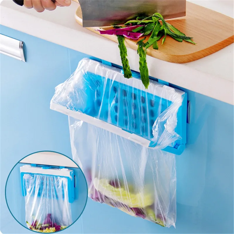 

Foldable Plastic Garbage Bag Rack Portable Hanging Trash Rubbish Bag Storage Rack Kitchen Gadgets Storage Tool