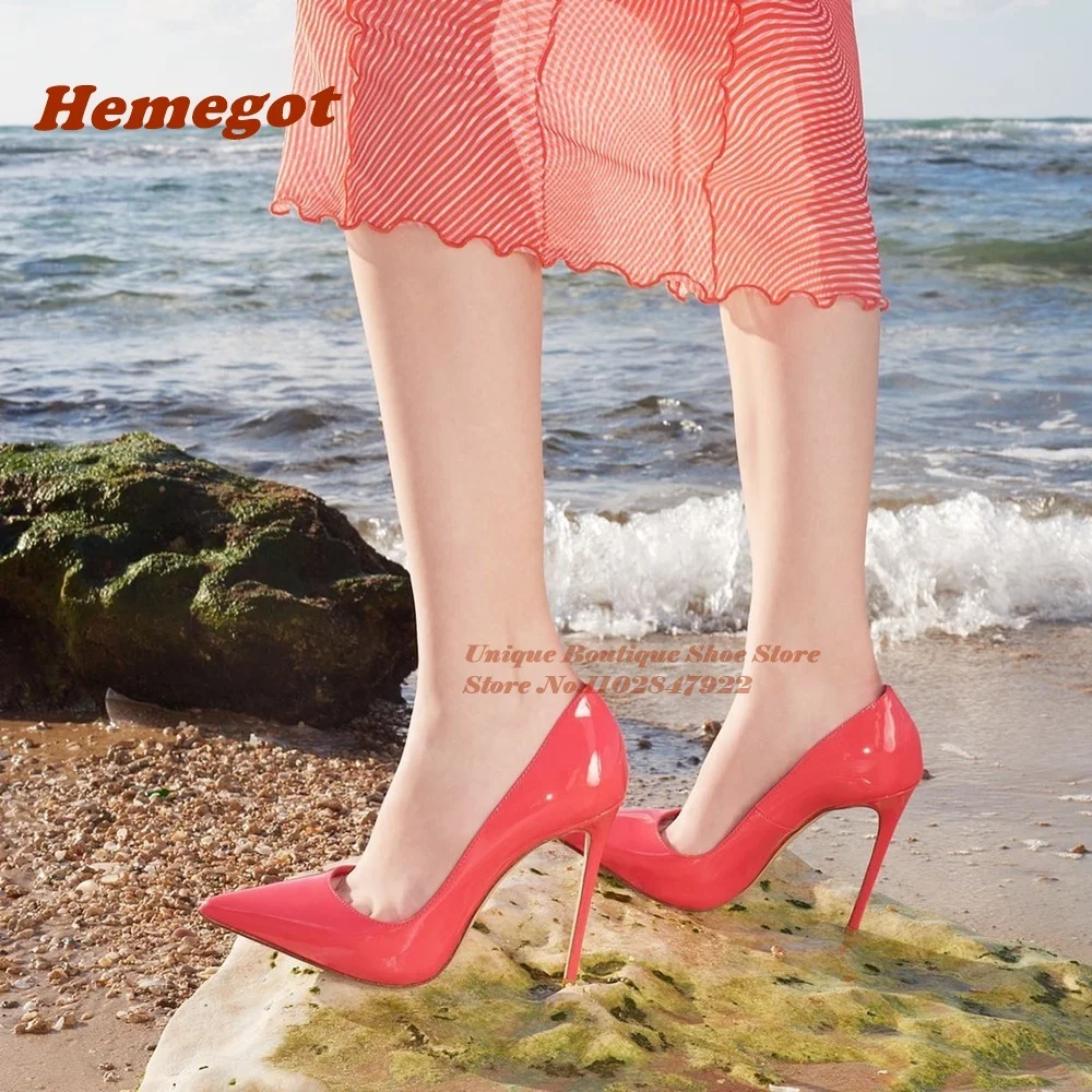 Туфли-лодочки женские на высоком каблуке 12 см из лакированной кожи