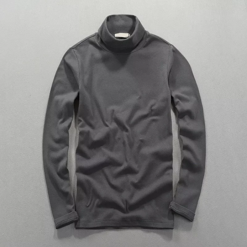 

MRMT 2022 новая зимняя повседневная мужская футболка из чистого хлопка с высоким воротником Однотонная футболка с длинным рукавом для мужчин т...