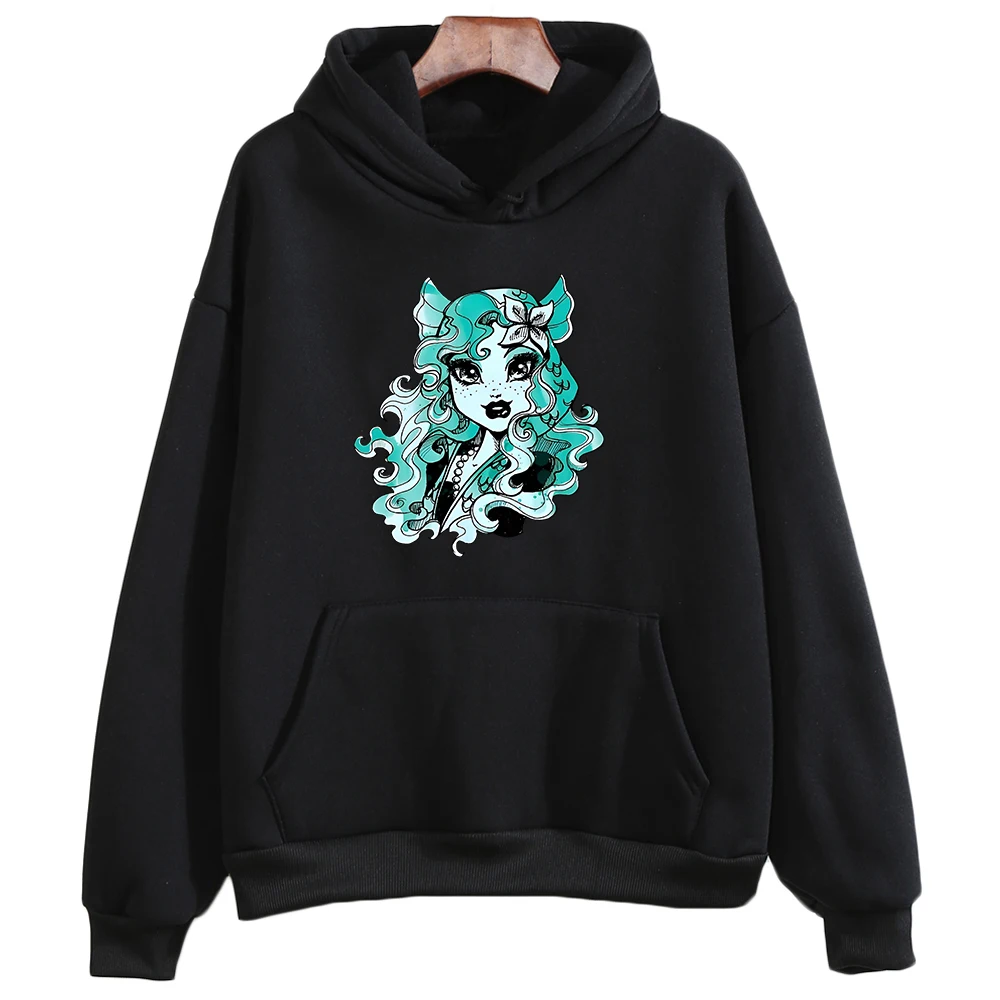 

High Anime Cartoon Sweatshirt for Girls Aesthetic Casual Hoodies Women Clothes Long Sleeve Winter Hooded Tops