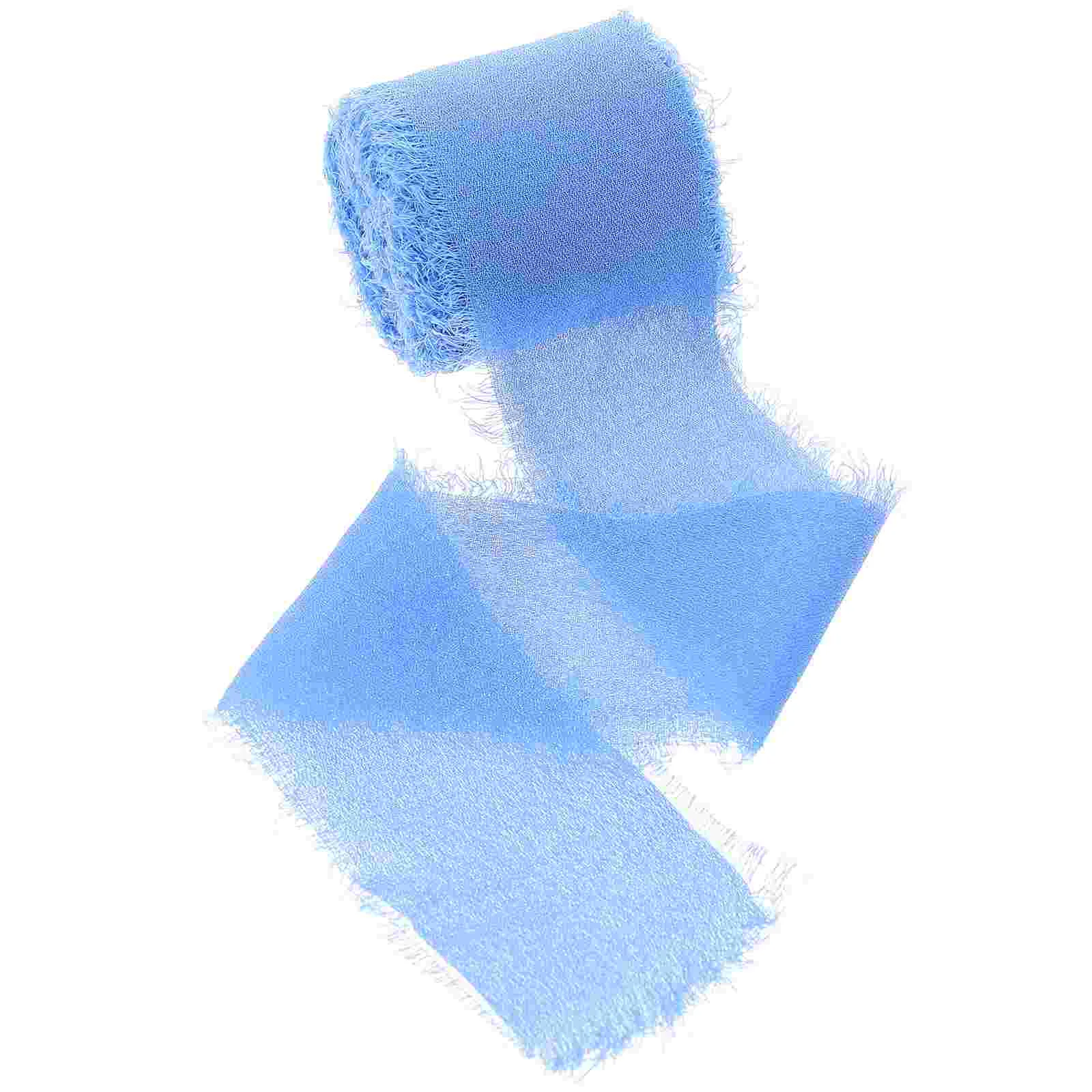 

Ribbon Ribbons Gift Chiffon Dusty Blue Wrapping Wedding Fringe Bows Packaging Hair Bridal Silk Crafts Frayed Box Decorative