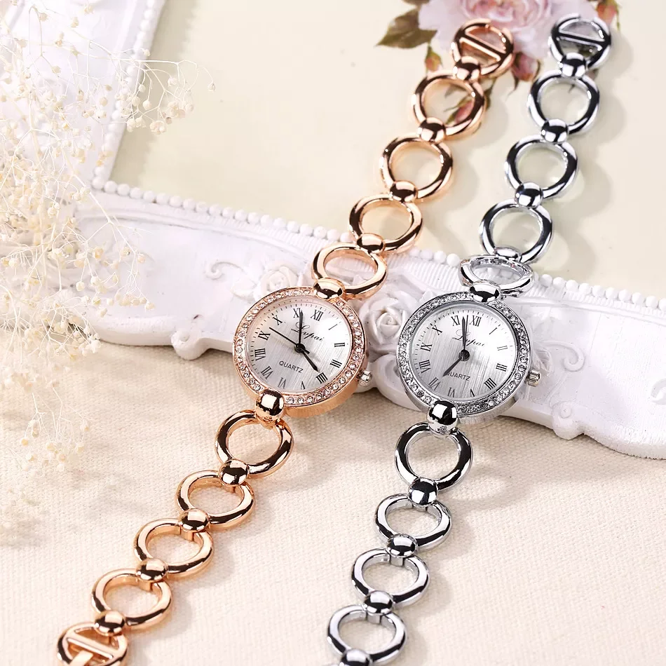 

Роскошные женские наручные часы из розового золота, кварцевые часы с браслетом для девушек, женские модные наручные часы с кристаллами, жен...