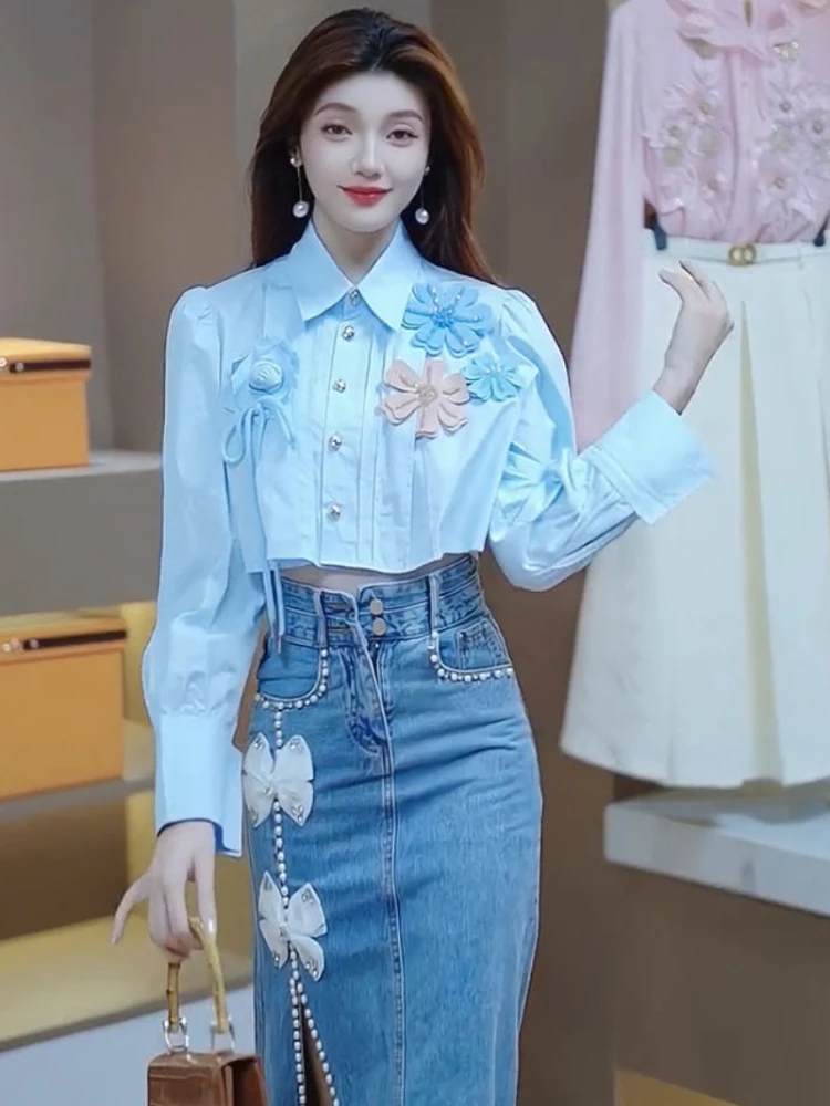 Женская Джинсовая Юбка-миди с разрезом трапециевидная юбка из денима в винтажном