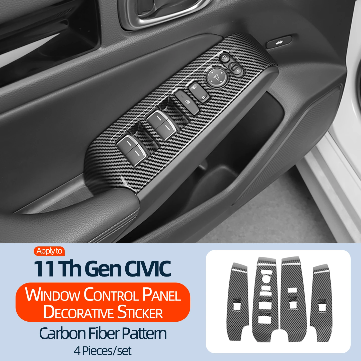 

Черная Накладка На Панель Управления Стеклоподъемниками Для Honda Civic 11-го Поколения 2022-2025, Молдинг Дверной Рамы