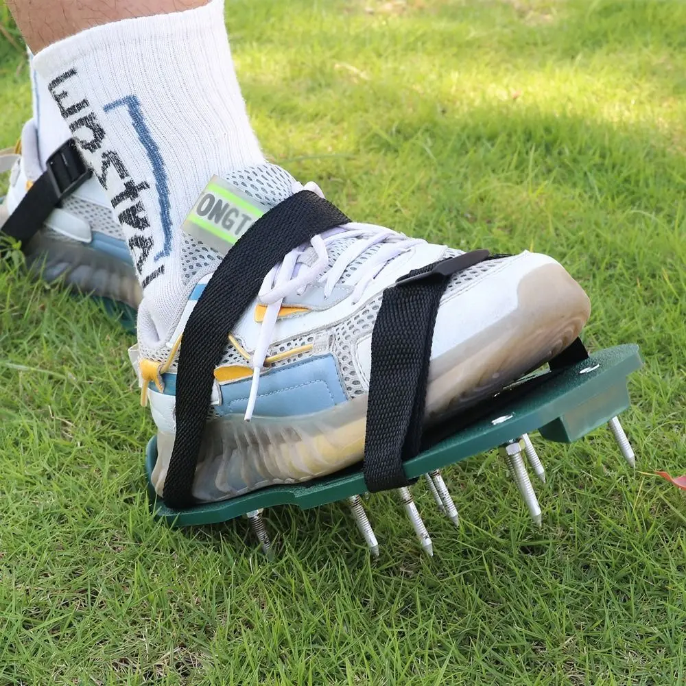 

Hot Sale Aerating Adjustable Straps Garden Tools Grass Cultivator Spiked Sandals Aerator Shoes Lawn Aerator Spike Shoes