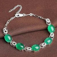 natural green chalcedony hand carved water drop bracelet fashion boutique jewelry men and women green agate bracelet