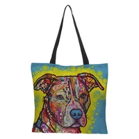 hot dropship schnauzer dog painting handbags for women lady shoulder bag casual shopping shopper bags large capacity