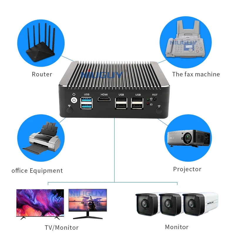 Fanless Soft Router Intel Pentium N4200 Mini PC Quad Core 4x Intel i211  LAN HDMI VPN pfSense Firewall micro application AES-NI images - 6