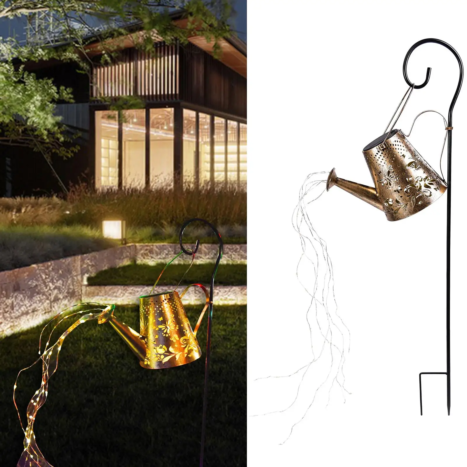 

Solar Lights LED Waterfall Lights Solar Waterfall Lights Solar Watering Can with Lights for Fence Driveway Patio Porch Yard