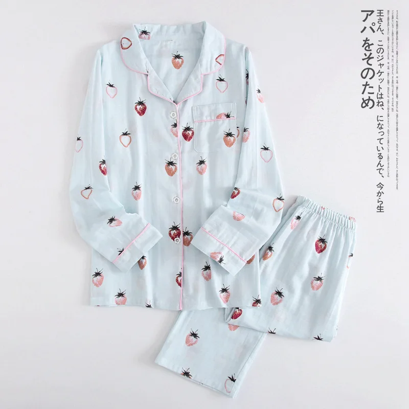 Female Soft Comfortable100% Bamboo Cotton Pajamas Set Women Spring Homewear Pajamas PJ Set Long Sleeves