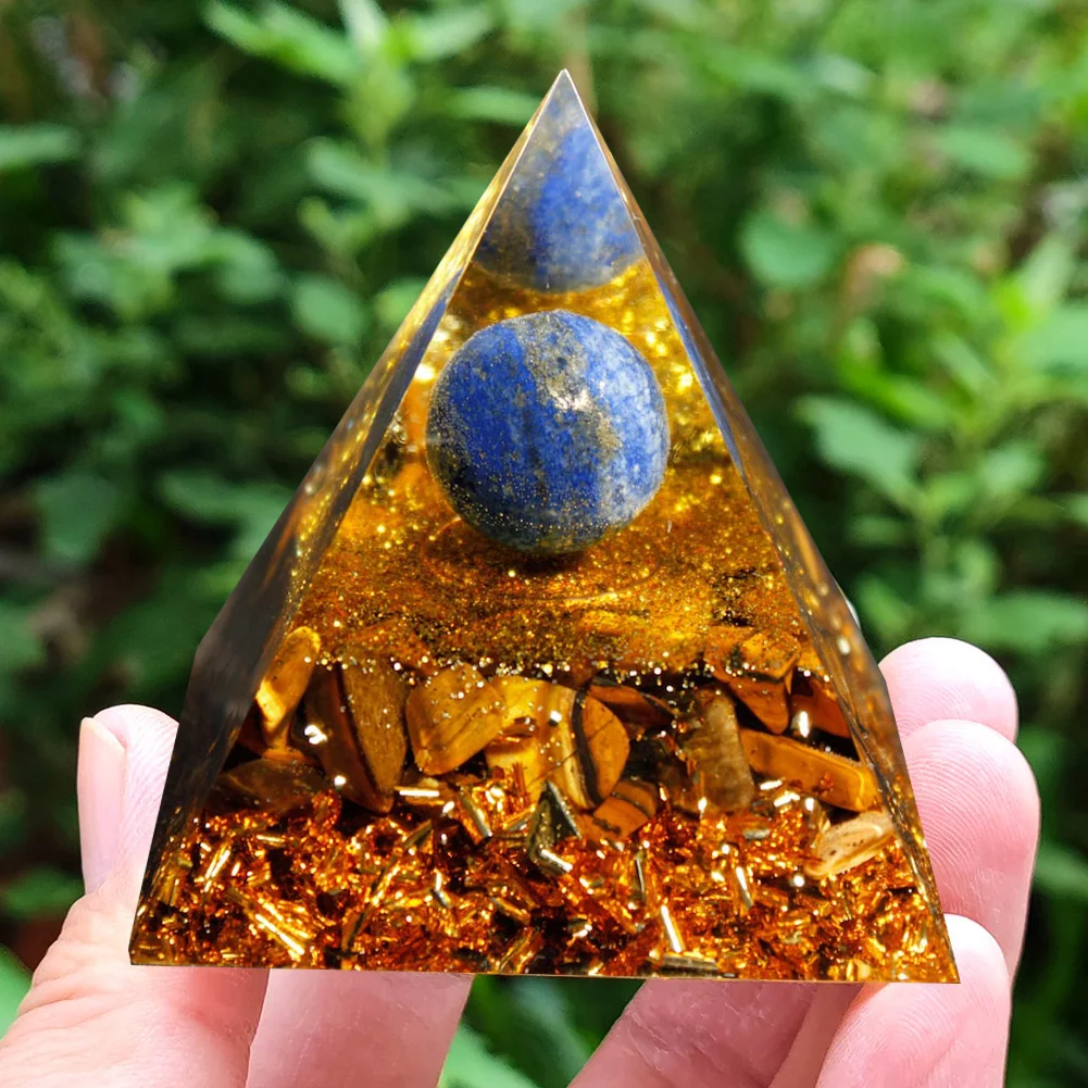 

Handmade Orgonite Pyramid Natural Crystal Stone Orgone Energy Generator Healing Chakra Reiki Gather Wealth Home Decor Craft