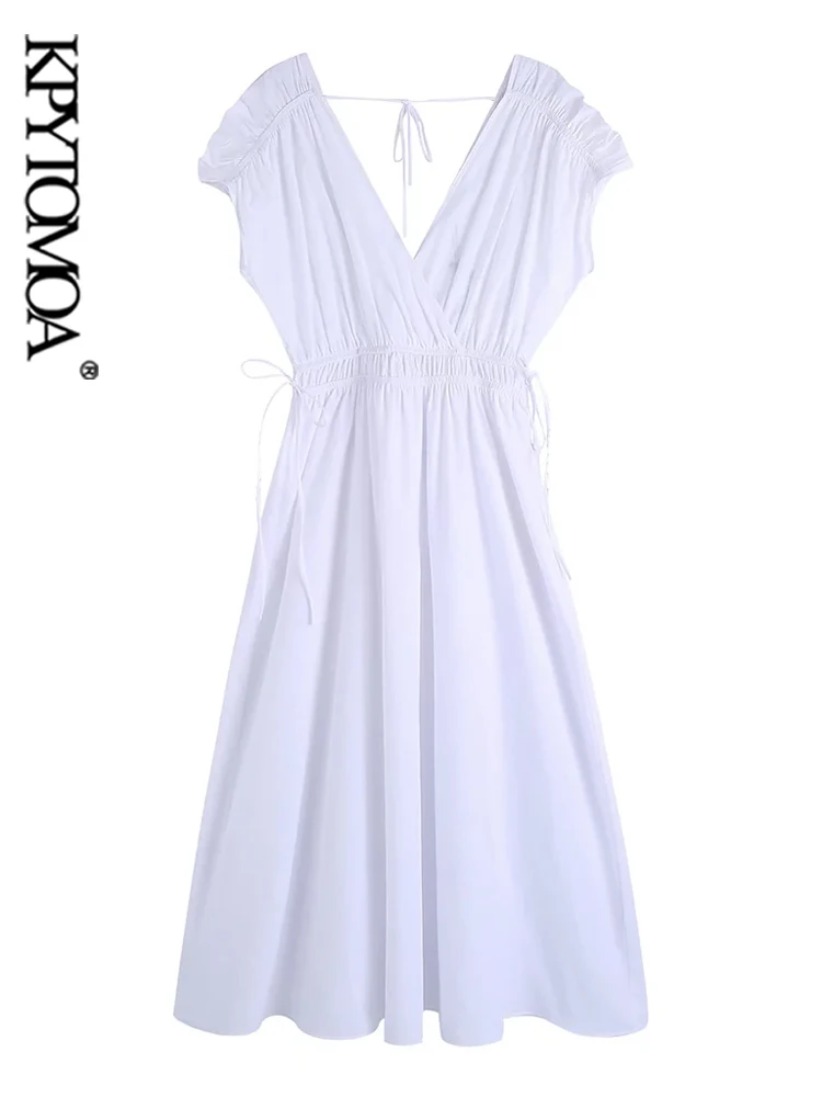 

Платье-миди Плиссированное с поясом на резинке и коротким рукавом