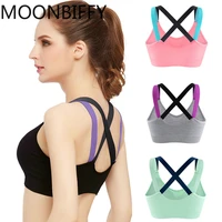 yoga sexy super push up bra full cup breathable top shockproof cross back seamless bras for women gym running