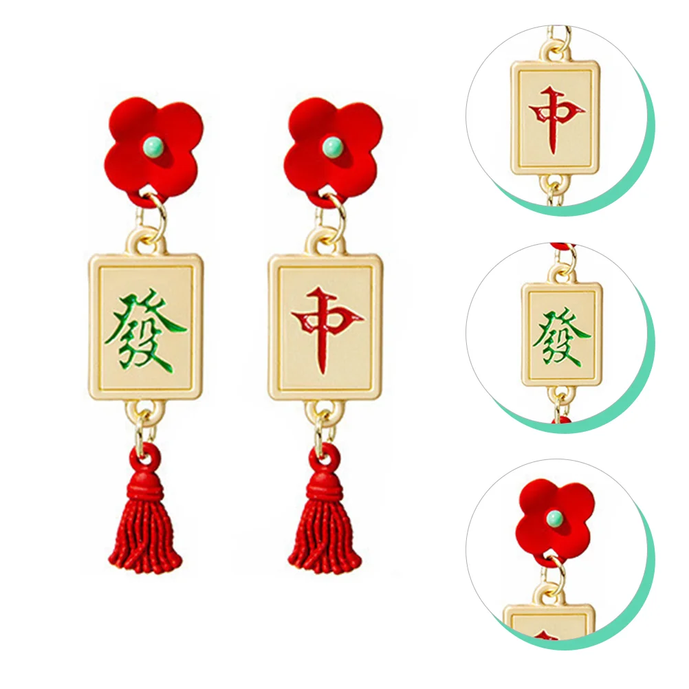 

Ear Earrings Earring Mahjong Pendant Chinese Dangle Drop Dice Style Accessory Women 3D Resin Shape Lucky Pendants Girl Vintage