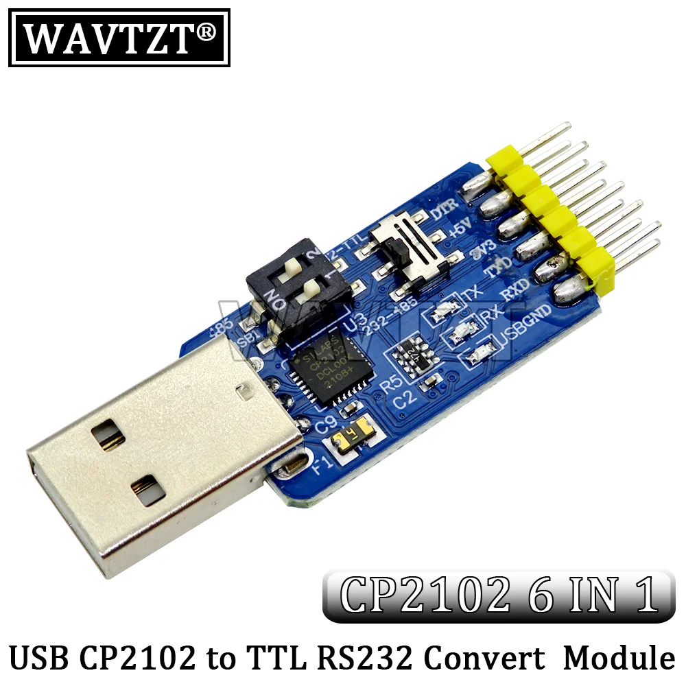WAVTZT CP2102 USB в UART TTL RS232 USB TTL в RS485 взаимный преобразователь 6 в 1 модуль преобразователя последовательный адаптер для Arduino