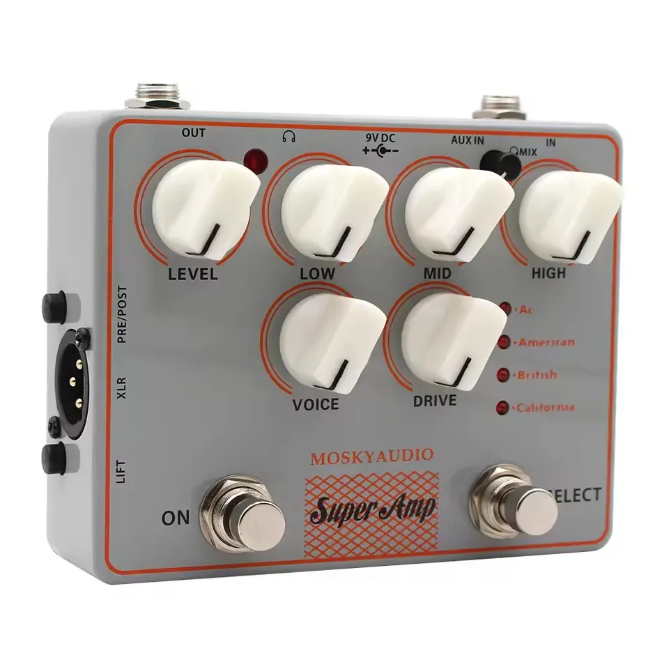 Фото Mosky 4 AMP IN ONE Усилитель, педаль симулятора динамика для электрогитары с низким/средним/высоким контролем, SUPER AMP №4