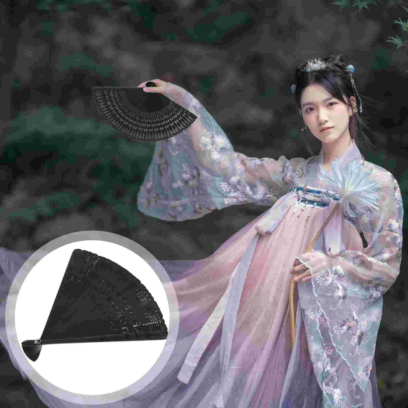 

1 Pc Holding Fan Wooden Handheld Fan Folding Hand Fan for Dancing Props Church Wedding Gift Party Favors ( Black )