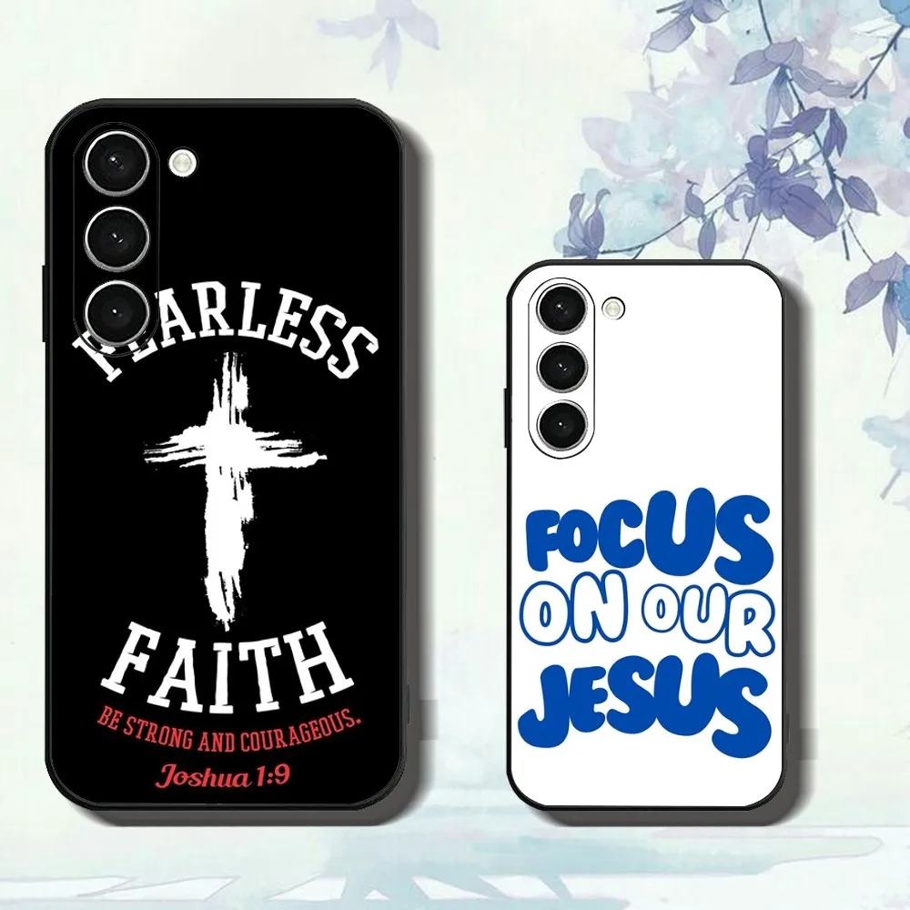 F-Faith Jesus Art Words Phone Case For Samsung Galaxy A52 A12 A51 S21 Edge S22ULTRA S23 S20LITE Plus Ultra Black Cover