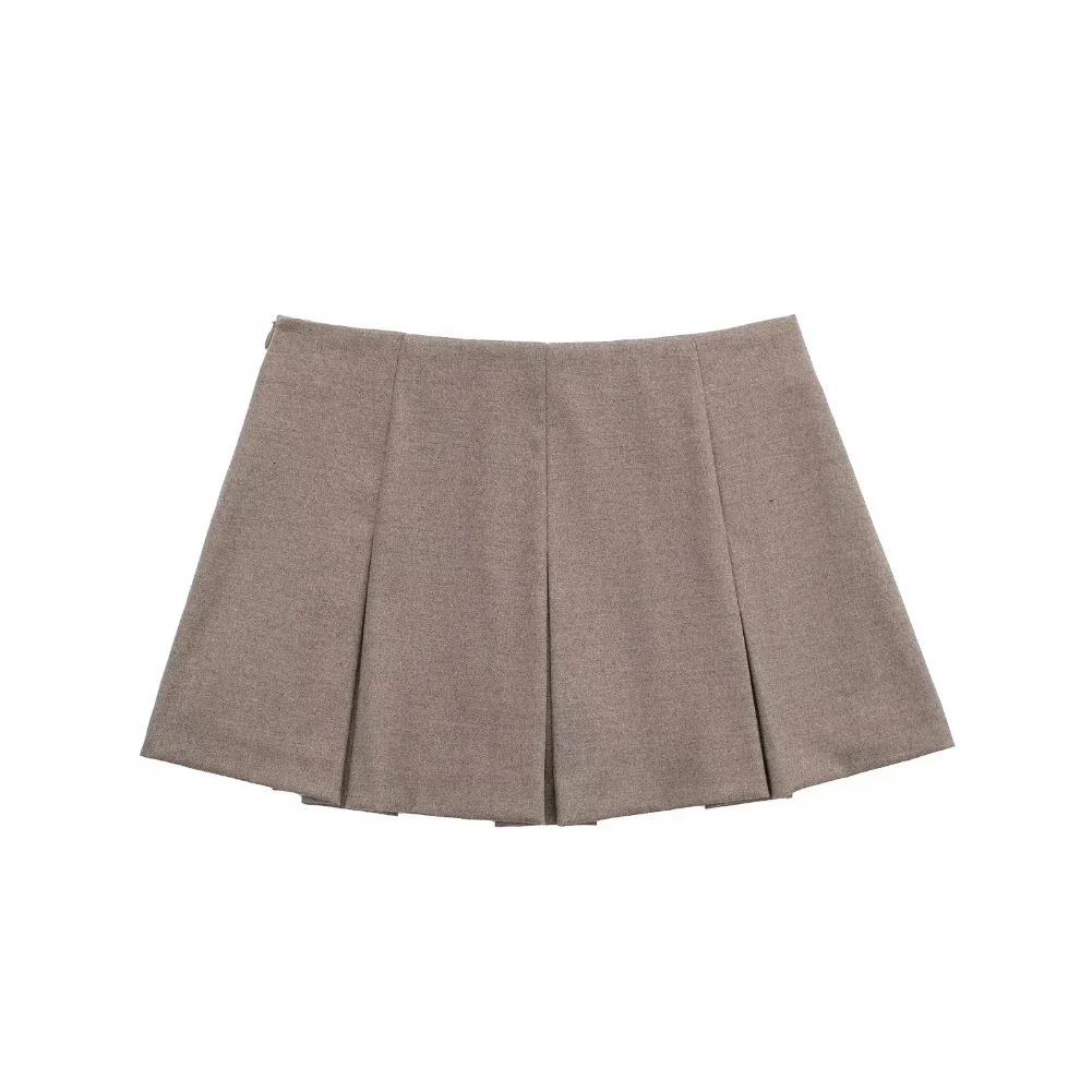 Casual Comfortable Shorts Skirt 2023 Summer New Coffee Color Slim High Waist Pleated Female Shorts Skirt Daily Versatile Pants