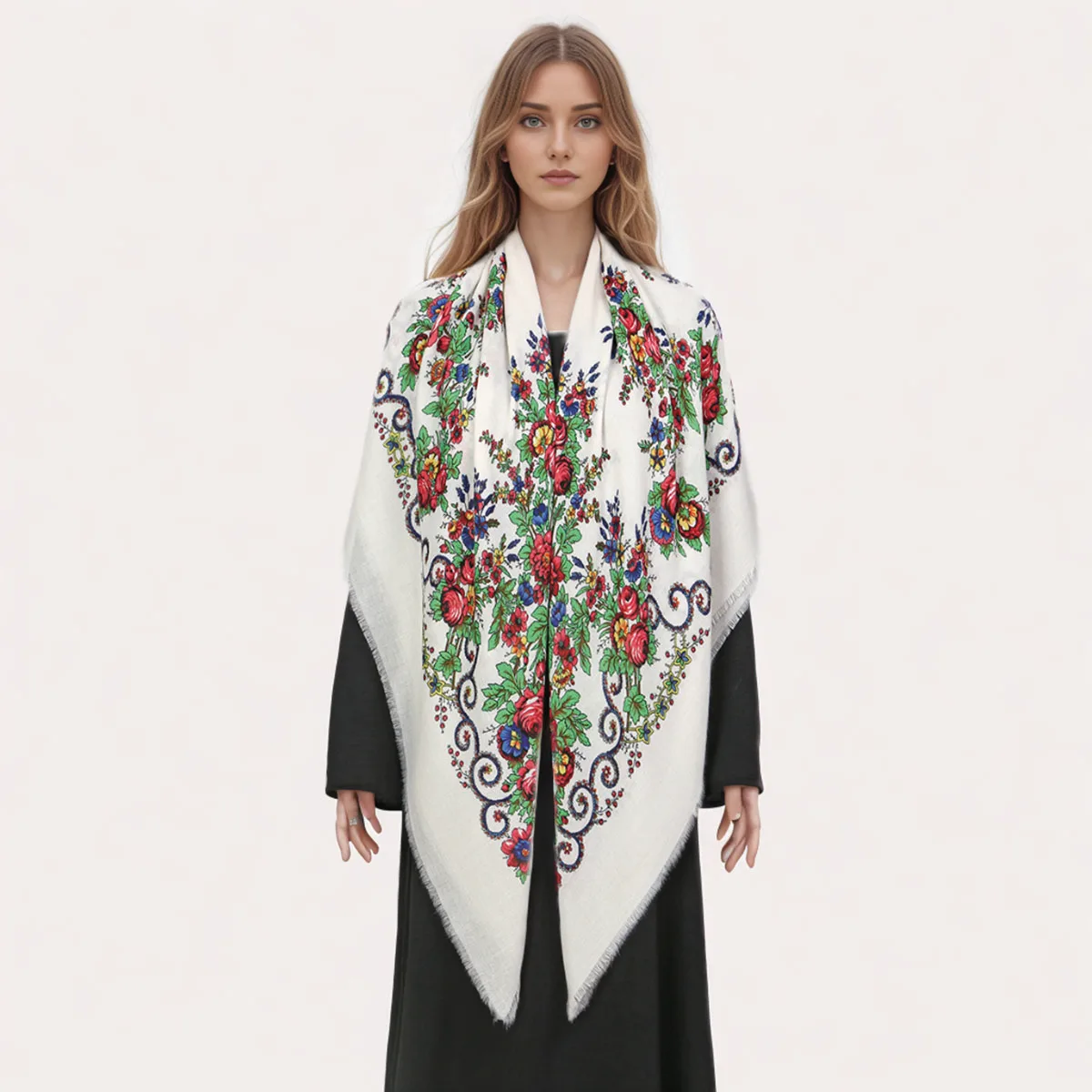Модный русский квадратный шарф шали мусульманские женские шарфы с цветочным