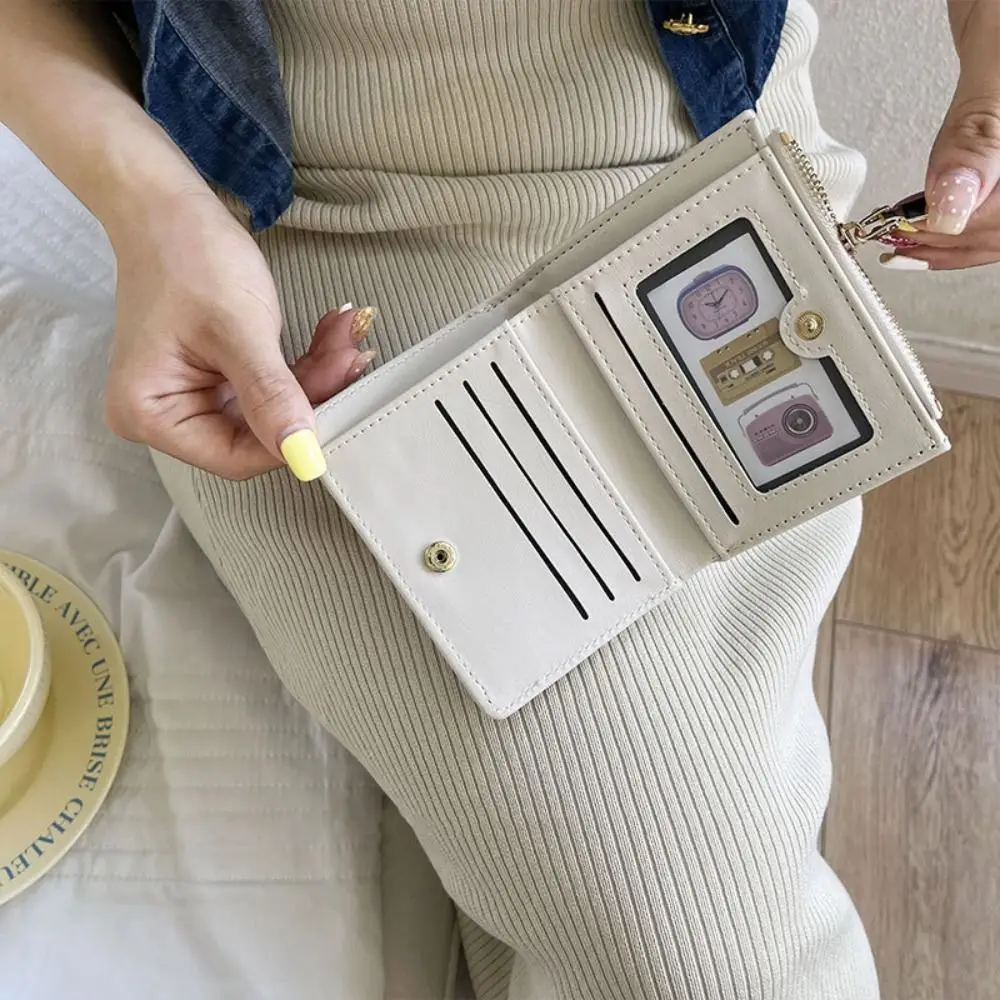

Large Capacity Zipper Short Wallet Fashion PU Panelled Leather Coin Purse Card Holder Korean Style Hasp Wallet Female