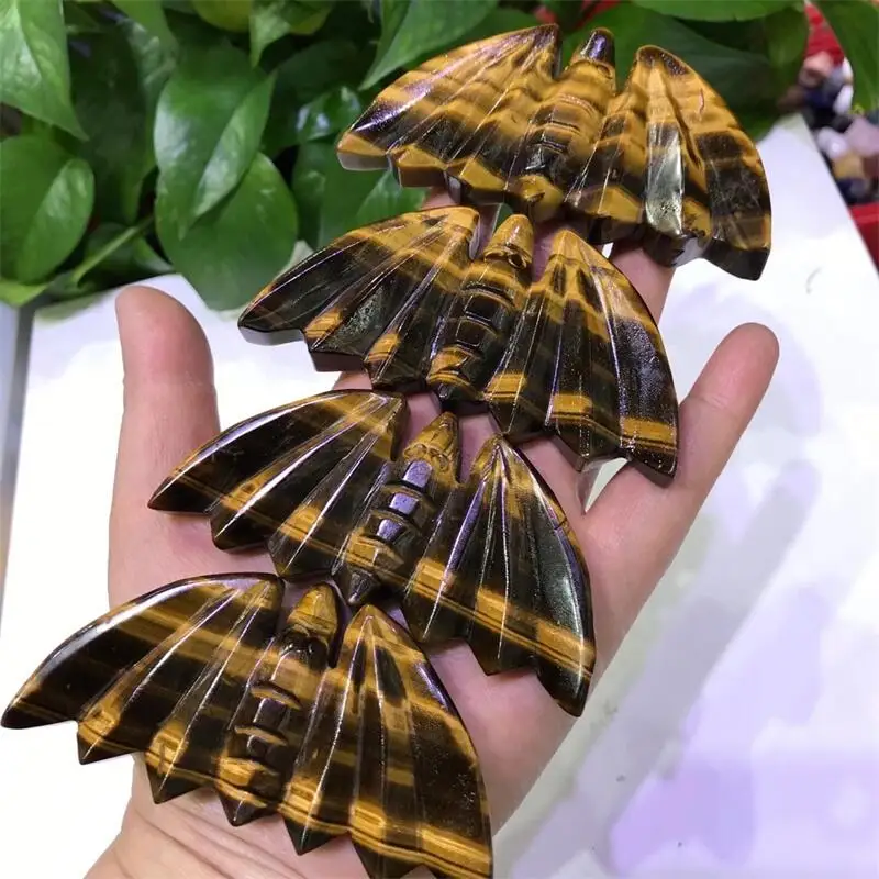 

1PC Natural Tiger Eyes Stone Handmake Bat Animals Craft Small Decor Home Decor Healing Crystal Energy Stone Souvenir DIY Gifts