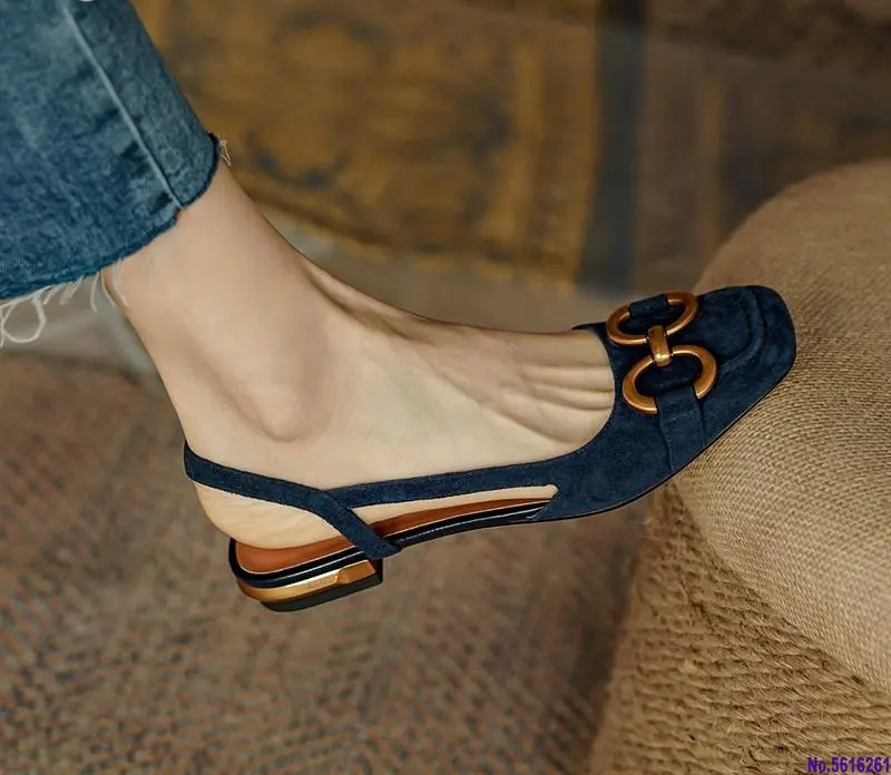 

Сандалии женские замшевые, босоножки на низком устойчивом каблуке, без застежки, модная повседневная элегантная обувь для отдыха, офиса, 2023