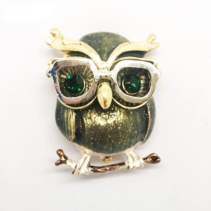 Vintage Style Personalized Italian Sandblasted Dr. Owl with Glasses Brooch Unisex Suit Pin