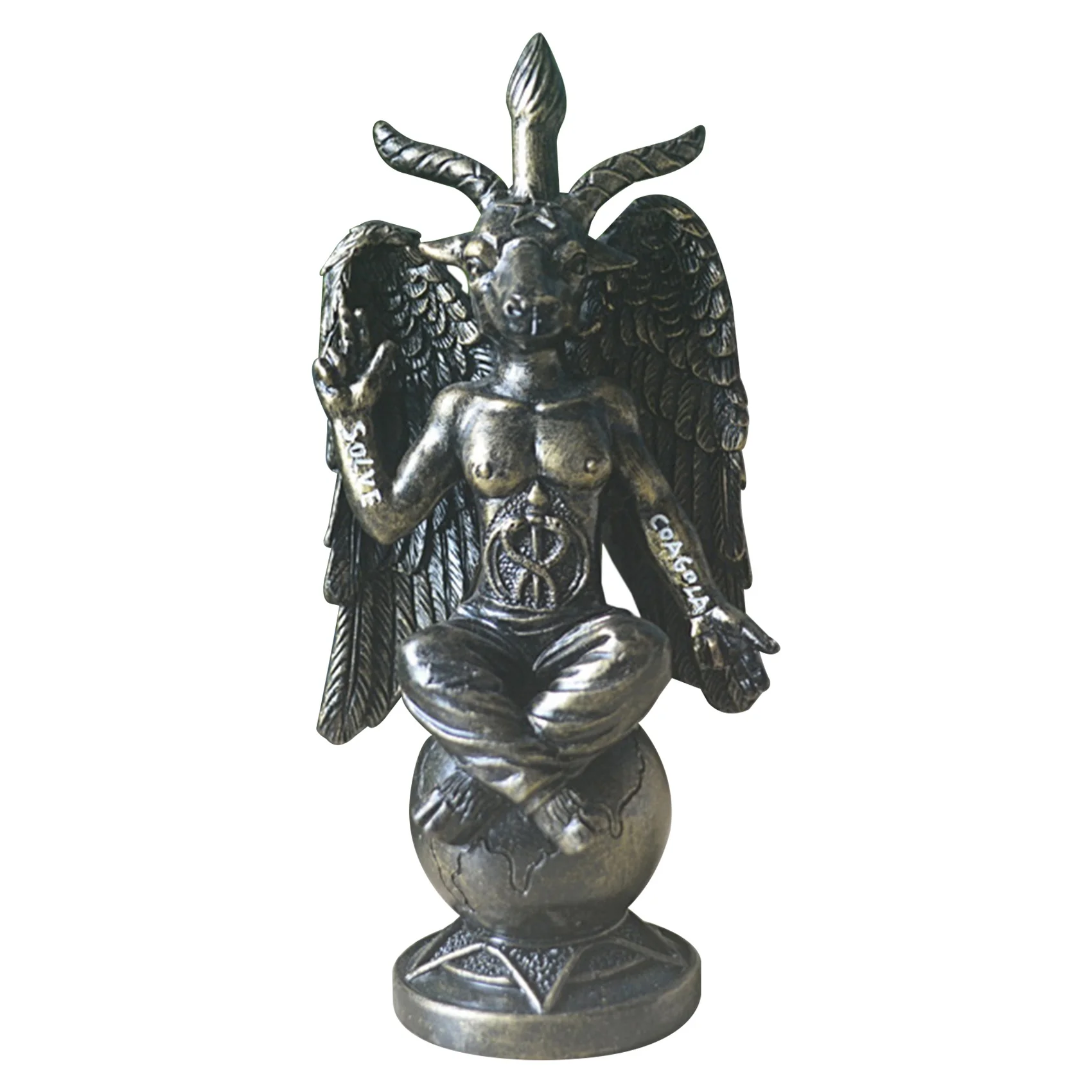 

Satanic Idol Baphomet Sculpture Zen Meditation Magic Wing Goat Statue Resin Crafts Religious Ornaments Home Decoration A