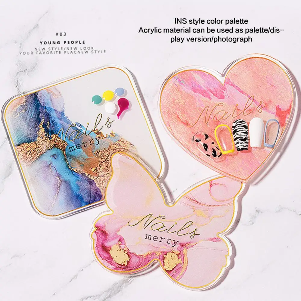 1 PCS Nail Art Acrylic Display Board Nail Painting Palette Butterfly Beautiful Painted Palette Holder Practice Nail Art Tools