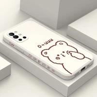 line bear rabbit phone case for oneplus 9r 9rt 9 8t 8 7 7t pro 5g liquid silicone cover