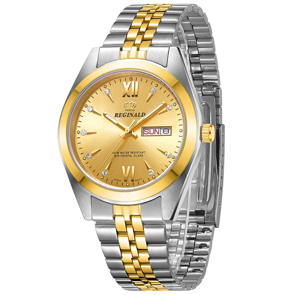 Часы наручные REGINALD для мужчин и женщин золотистые ультратонкие кварцевые