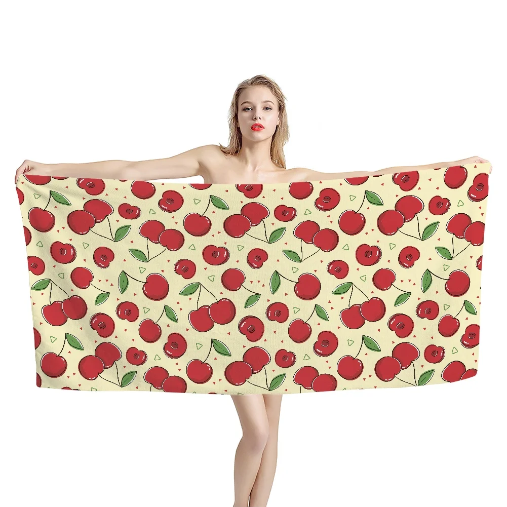 

Quick Dry beach towel Microfiber Bath Towels Cherry Print Beach Cushion Swimming Personalized Sand Free Beach Towels