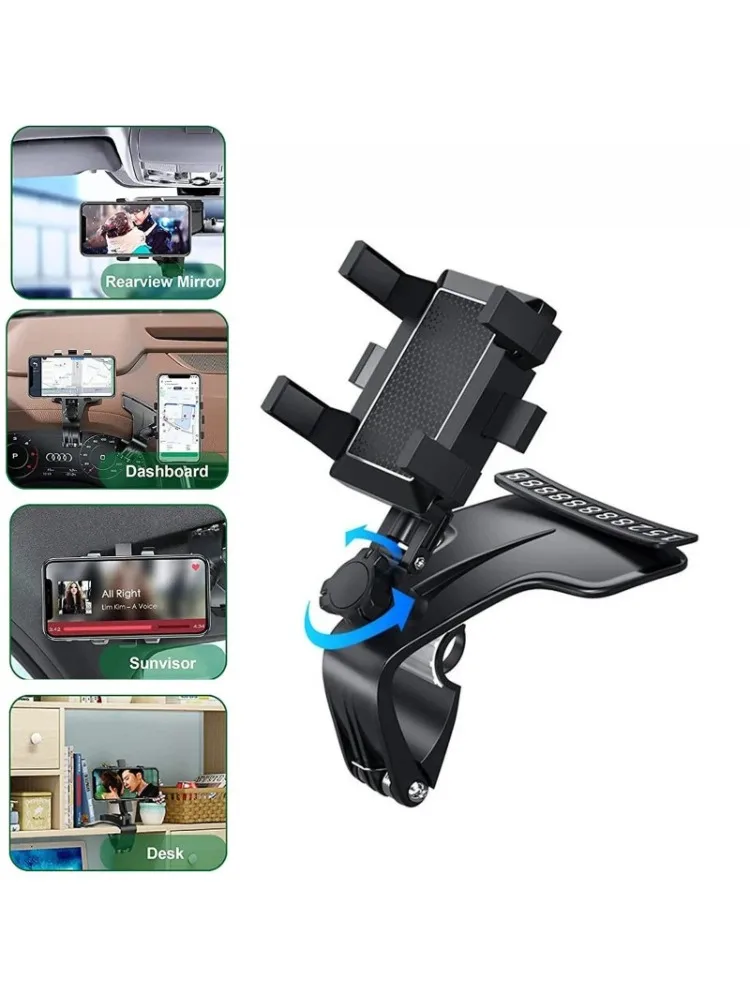 

Универсальный автомобильный держатель для телефона на приборной панели с парковочным номерным знаком, вращающийся на 360 градусов автоматический зажим для мобильного телефона, кронштейн для Iphone