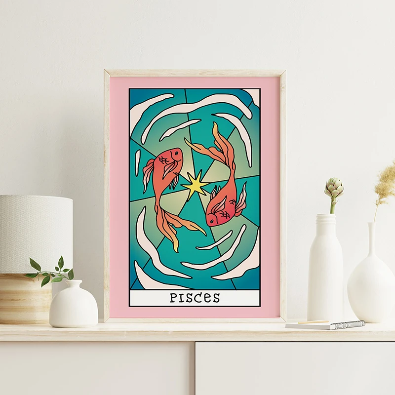 Абстрактные знаки зодиака печать на холсте без рамы акварельная живопись