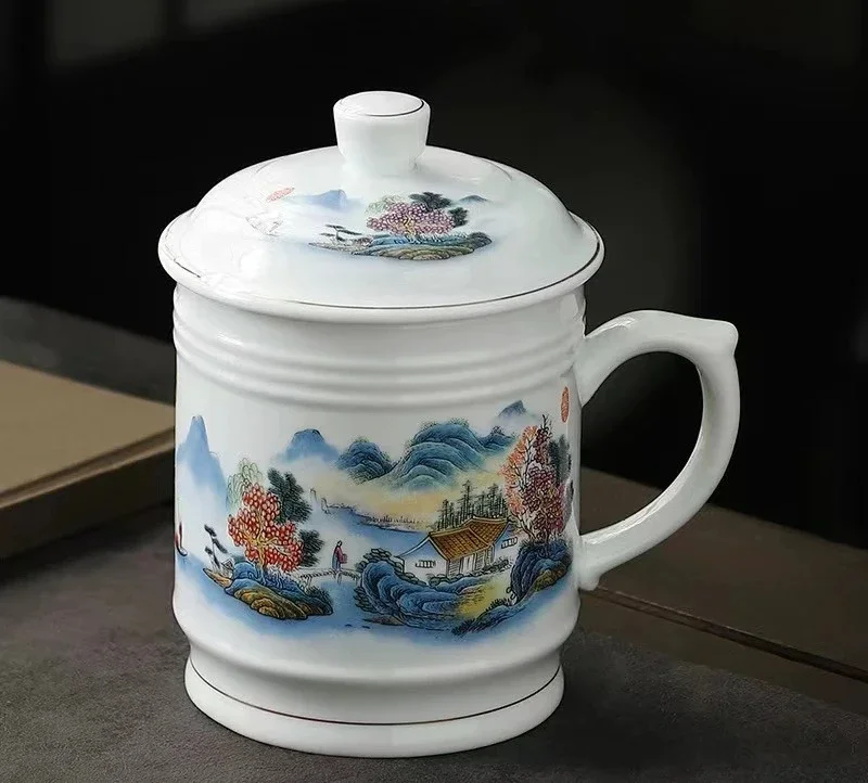 

Китайская керамическая кружка 900 мл сине-белая