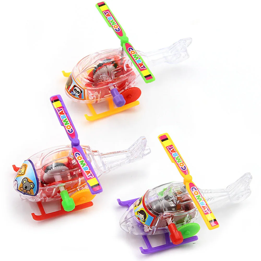 10Pcs Cartoon Cute Mini Helicopter Toys For Kids Favorite Birthday Party Favors Airplane Wind Up Aircraft Gift Pinata Fillers