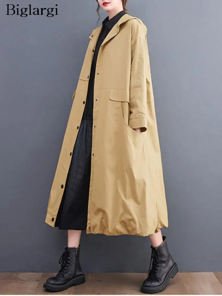 

Большой осенне-зимний длинный Тренч, женское Плиссированное пальто Modis, свободный женский ветровка с длинным рукавом, повседневные женские куртки, пальто 2023