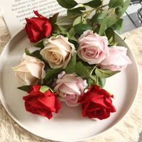 silk rose pink artificial flowers bundle for home party wedding decoration high quality real touch fake flower diy wreath decor