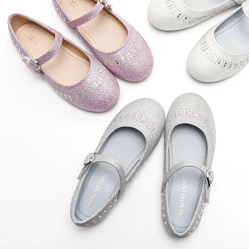 

Four Seasons Simplicity Children's Flat Soft Comefortable Kids shoes for Girls 8 year old or 9 Sweet Princess Bling Bling Shoe