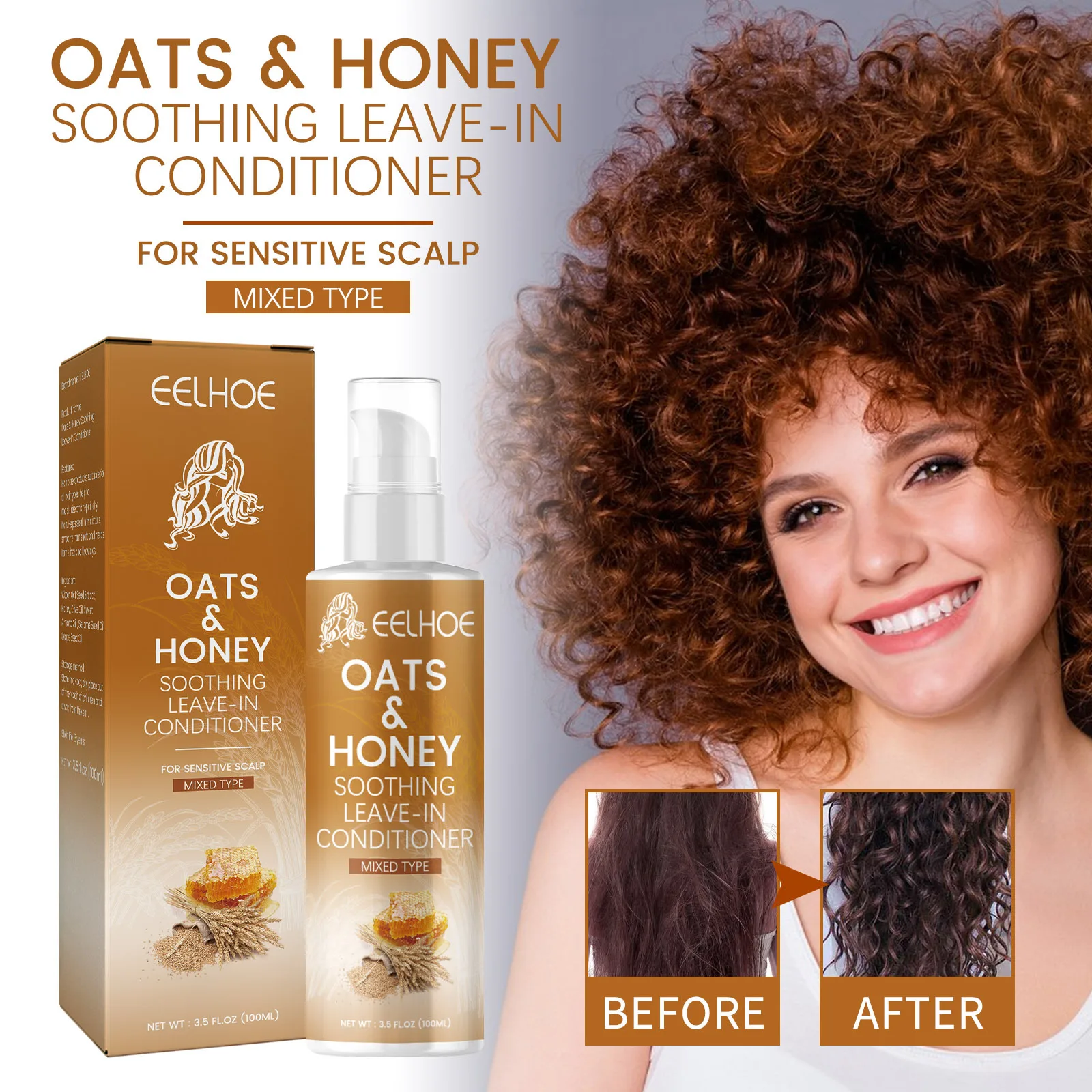 Oatmeal Honey Leave-In Conditioner Improves Frizz Moisturizes Non-Sticky Repairs Hair Smooths and Shines Hair Care Products