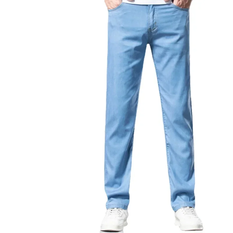 Джинсы мужские с прямыми штанинами тонкие Свободные мешковатые брюки стрейч в