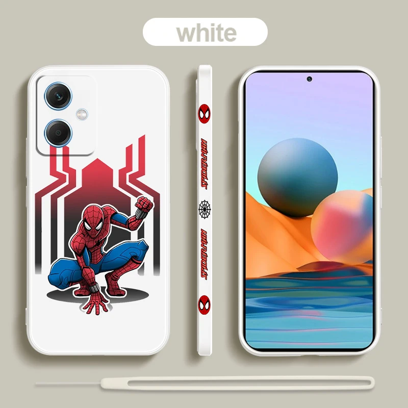 

Spiderman Marvel Hero Phone Case For Xiaomi Redmi Note 12 11 11T 10 10S 9 9S 9T 8 8T 7 Pro Plus Liquid Left Rope Cover Fundas