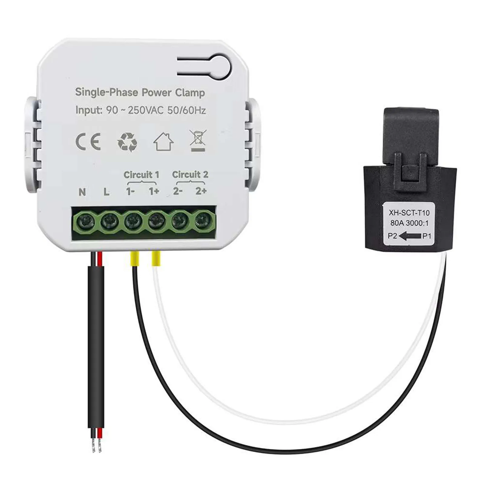 

With Current Transformer Clamp Kwh Power Monitor WIFI Energy Meter -20℃~+55℃ 1m Clamp 2.4GHz 200A 35mm Din Rail