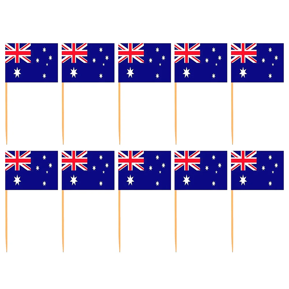 

200pcs Party Dessert Flag Toothpicks Australian Flag Picks Flag Cupcake Toppers