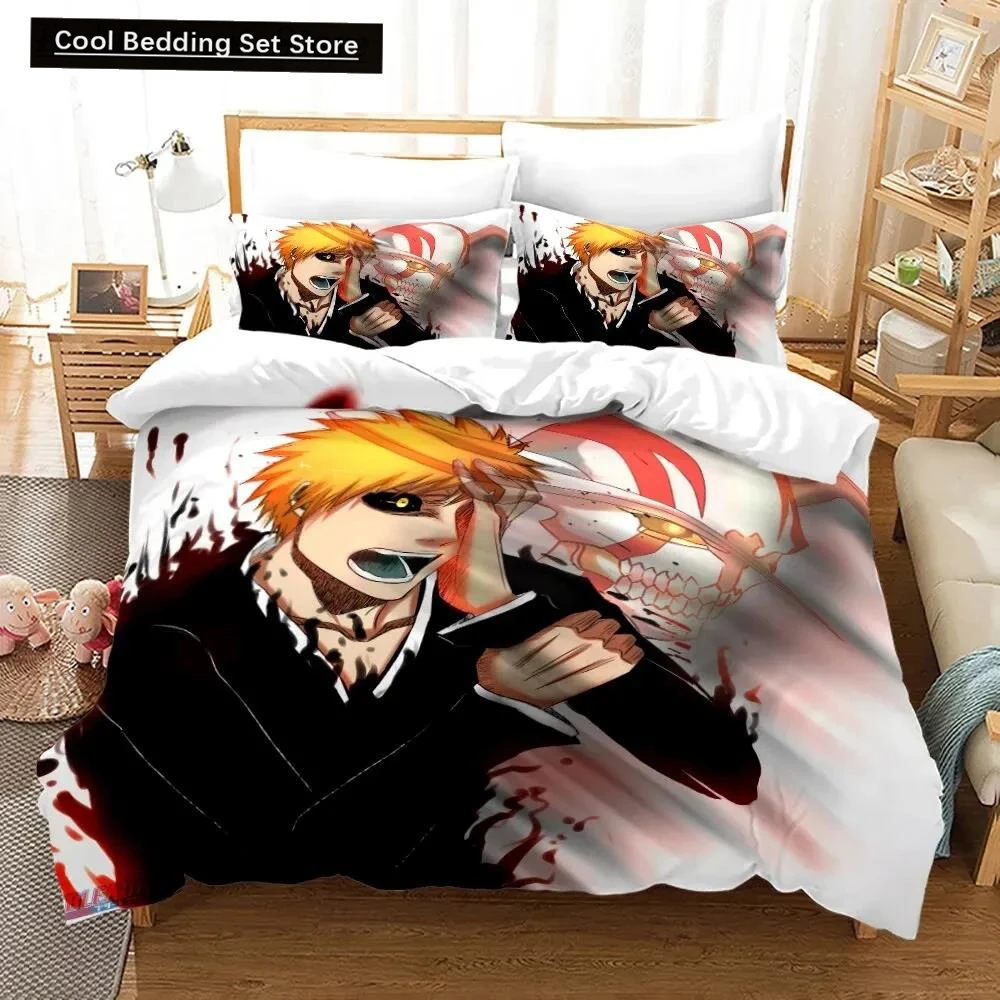 3D Anime Bleach Kurosaki Ichigo Duvet Cover Pillowcase Bedding Set Double Twin Full Queen King Adult Kids Bedclothes Quilt