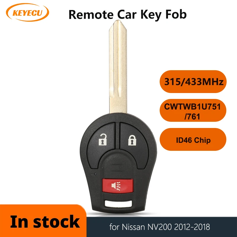KEYECU для 2012 2013 2014 2015 2016 2017 2018 315 Nissan NV200 брелок 433 МГц CWTWB1U751 ID46 чип дистанционный ключ