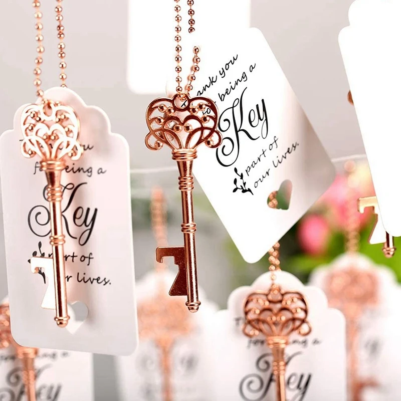 

120Set Key Bottle Openers,Key Bottle Opener With Escort Card Tag And Key Chains For Wedding Favors Engagement/Christmas